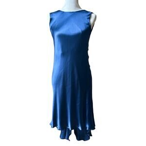 NWT Giorgio Armani navy silk high low midi dress SZ 42/ 6